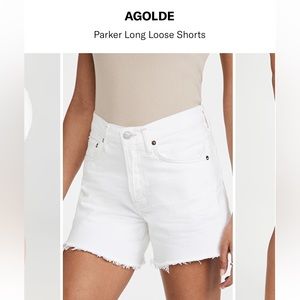 AGOLDE Parker Long Loose Shorts in panna cotta. Size 27